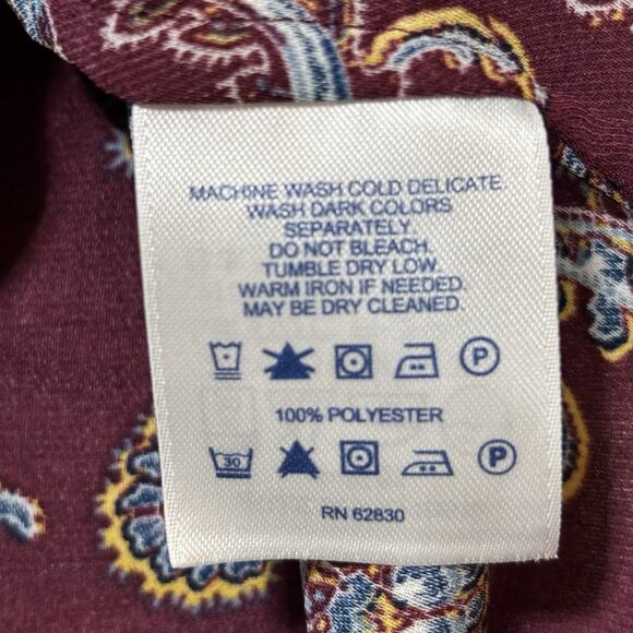 Lands End Classic Short Sleeve Tie Front Colorful Paisley Blouse Career Size 2 - Picture 8 of 8